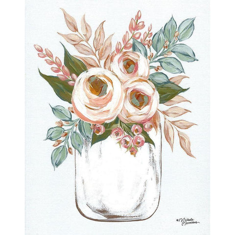 Floral Jar     Black Modern Wood Framed Art Print by Morales, Lisa