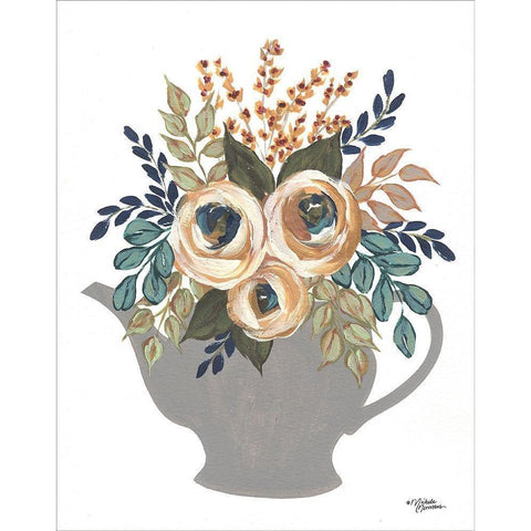 Fall Floral Bowls       Black Modern Wood Framed Art Print with Double Matting by Norman, Michele