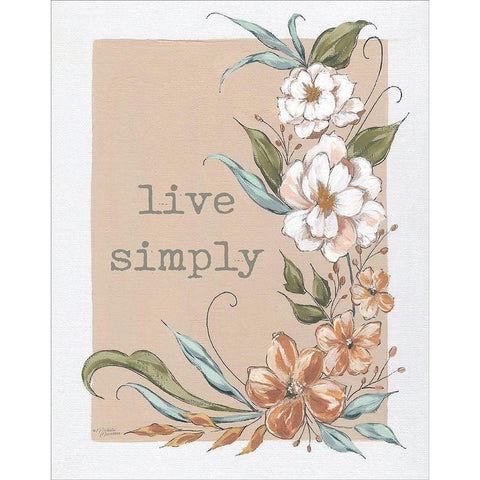 Live Simply    Gold Ornate Wood Framed Art Print with Double Matting by Norman, Michele