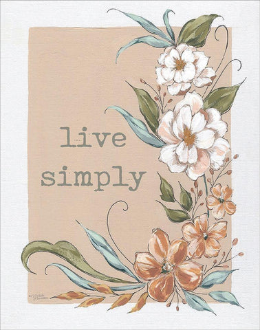Live Simply    White Modern Wood Framed Art Print with Double Matting by Norman, Michele