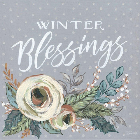 Winter Blessings Black Modern Wood Framed Art Print by Norman, Michele