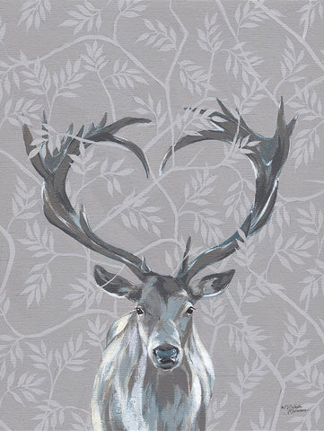 Deerly Loved Black Ornate Wood Framed Art Print with Double Matting by Norman, Michele