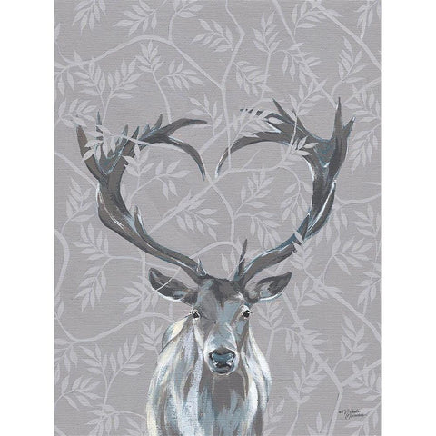 Deerly Loved Black Modern Wood Framed Art Print by Norman, Michele