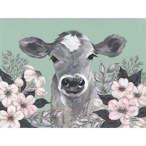 Clara in the Flowers   White Modern Wood Framed Art Print by Norman, Michele