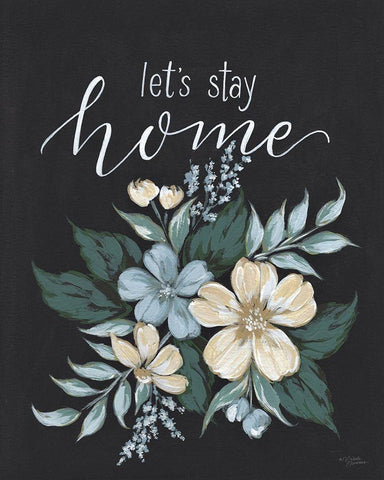 Lets Stay Home White Modern Wood Framed Art Print with Double Matting by Norman, Michele