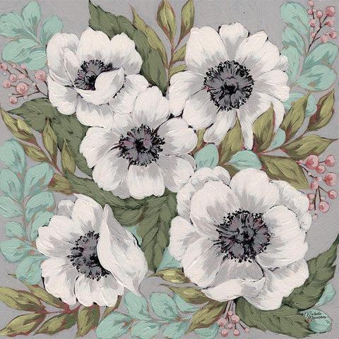 Anemone Garden Black Modern Wood Framed Art Print with Double Matting by Norman, Michele