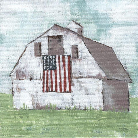 Land of the Free White Modern Wood Framed Art Print by Norman, Michele