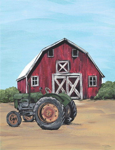 Park It in the Barnyard    Black Ornate Wood Framed Art Print with Double Matting by Norman, Michele