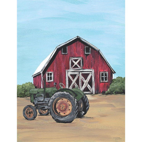 Park It in the Barnyard    Gold Ornate Wood Framed Art Print with Double Matting by Norman, Michele