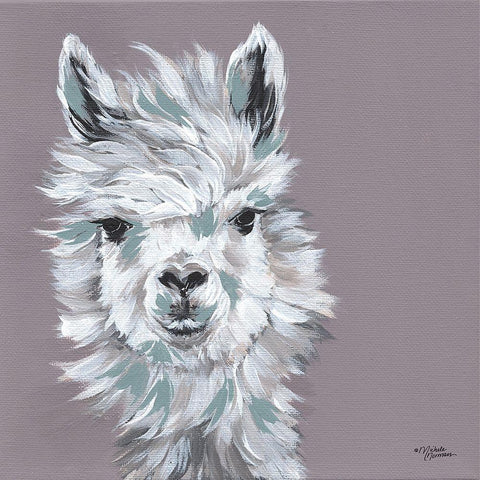 Alpaca Punch White Modern Wood Framed Art Print with Double Matting by Norman, Michele