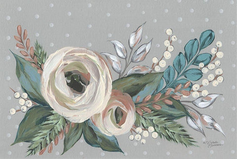 Floral Beauty White Modern Wood Framed Art Print with Double Matting by Norman, Michele