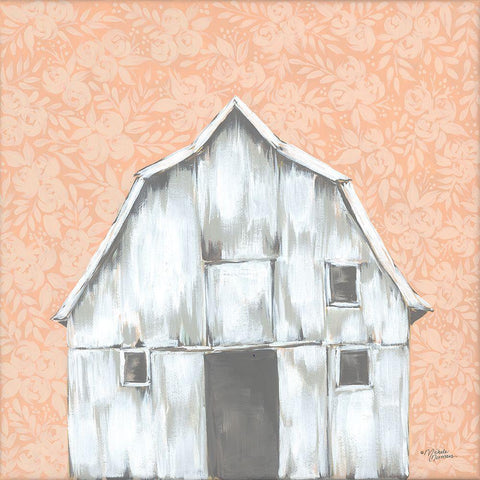 Peaches And Cream Barn Gold Ornate Wood Framed Art Print with Double Matting by Norman, Michele