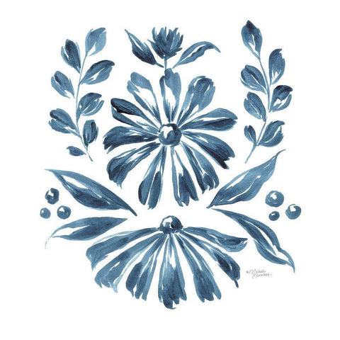 Blue Daisy #1    Gold Ornate Wood Framed Art Print with Double Matting by Norman, Michele