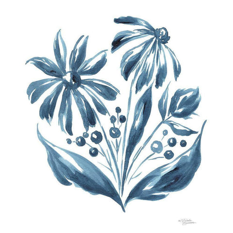 Blue Daisy #2     White Modern Wood Framed Art Print by Norman, Michele