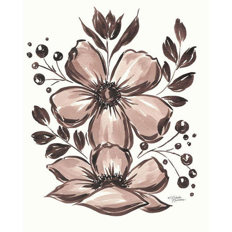 Sepia Garden Black Modern Wood Framed Art Print by Norman, Michele