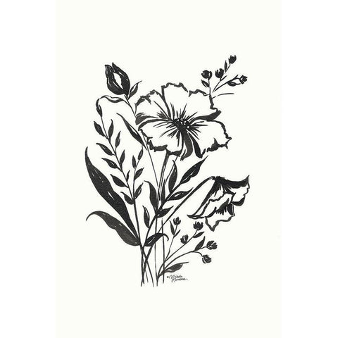 Annabelle Floral Black Modern Wood Framed Art Print by Norman, Michele