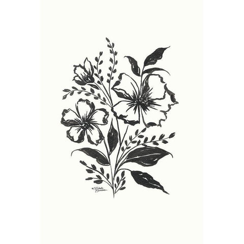 Josephine Floral White Modern Wood Framed Art Print by Norman, Michele