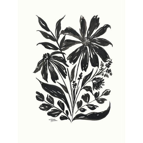 Daisy Garden #1 Black Modern Wood Framed Art Print with Double Matting by Norman, Michele