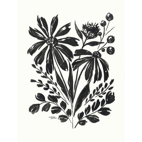 Daisy Garden #2 Black Modern Wood Framed Art Print with Double Matting by Norman, Michele