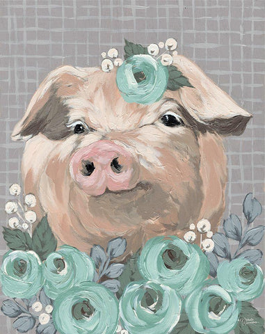 Pretty Polly Black Ornate Wood Framed Art Print with Double Matting by Norman, Michele