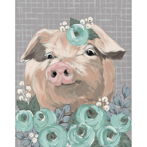 Pretty Polly Black Modern Wood Framed Art Print with Double Matting by Norman, Michele