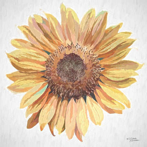 Sunny Sunflower White Modern Wood Framed Art Print with Double Matting by Norman, Michele