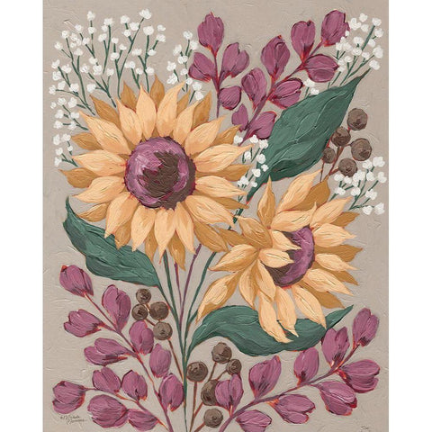 Sunny Faces Gold Ornate Wood Framed Art Print with Double Matting by Norman, Michele