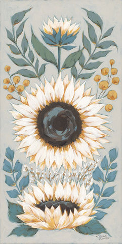 Sunflower Blooms Black Ornate Wood Framed Art Print with Double Matting by Norman, Michael