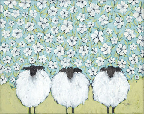 Floral Flock II Black Modern Wood Framed Art Print by Norman, Michael
