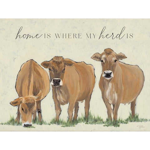 Home is Where my Herd Is White Modern Wood Framed Art Print by Norman, Michele