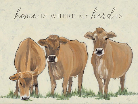Home is Where my Herd Is White Modern Wood Framed Art Print with Double Matting by Norman, Michele
