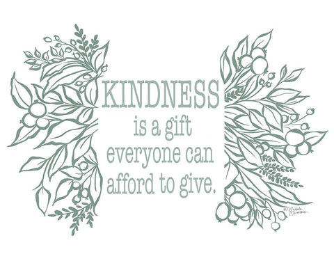 Kindness is a Gift White Modern Wood Framed Art Print with Double Matting by Norman, Michael