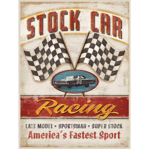Stock Car Racing  White Modern Wood Framed Art Print by Mollie B.