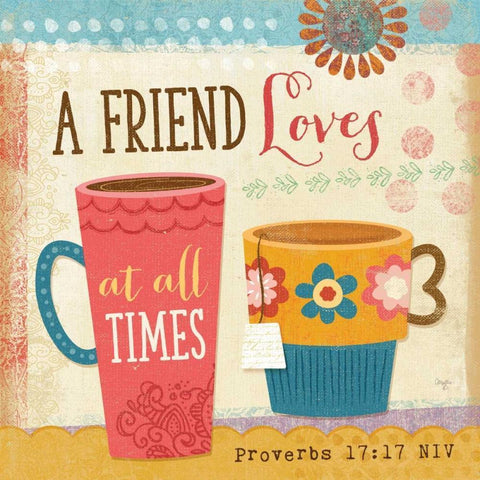 A Friend Loves at All Times White Modern Wood Framed Art Print by Mollie B.