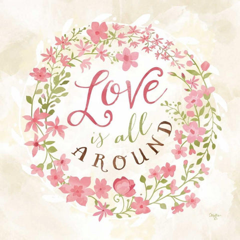 Love is All Around Black Modern Wood Framed Art Print by Mollie B.