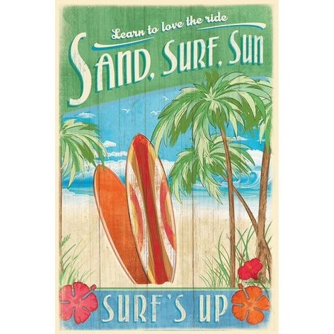 Surfs Up Black Modern Wood Framed Art Print by Mollie B.