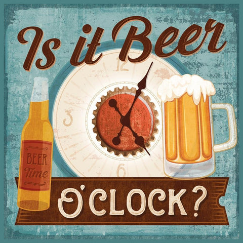 Is it Beer Oclock? White Modern Wood Framed Art Print by Mollie B.