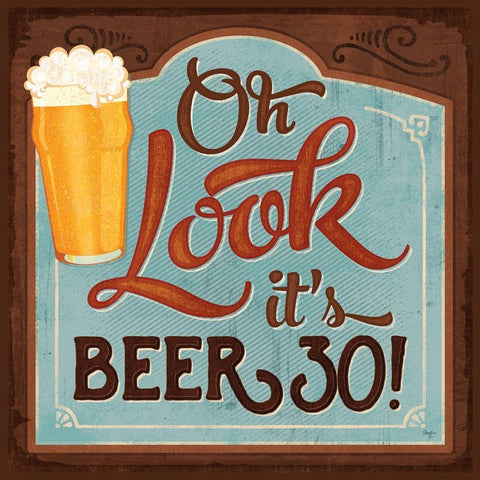 Beer:30 Gold Ornate Wood Framed Art Print with Double Matting by Mollie B.