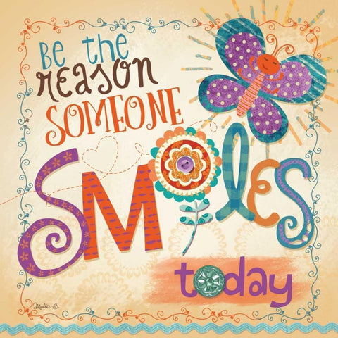 Be the Reason Someone Smiles Black Modern Wood Framed Art Print with Double Matting by Mollie B.