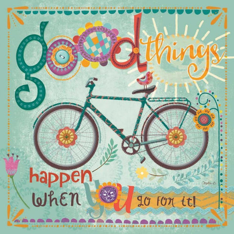 Good Things Happen White Modern Wood Framed Art Print with Double Matting by Mollie B.