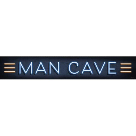 Neon Man Cave Black Modern Wood Framed Art Print with Double Matting by Mollie B.