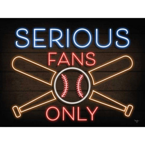 Neon Baseball Fans Black Modern Wood Framed Art Print with Double Matting by Mollie B.