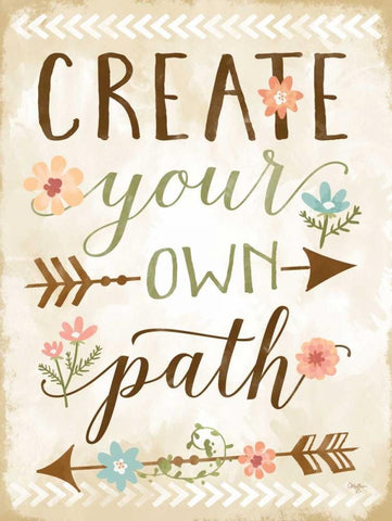 Create Your Own Path White Modern Wood Framed Art Print with Double Matting by Mollie B.