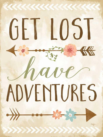 Get Lost, Have Adventures White Modern Wood Framed Art Print with Double Matting by Mollie B.