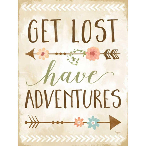 Get Lost, Have Adventures Black Modern Wood Framed Art Print by Mollie B.