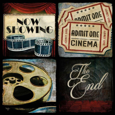 At the Movies I White Modern Wood Framed Art Print with Double Matting by Mollie B.