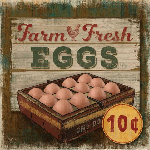 Farm Fresh Eggs Black Modern Wood Framed Art Print with Double Matting by Mollie B.