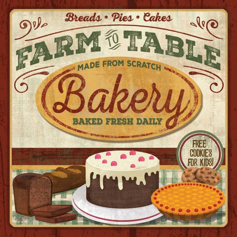 Farm to Table Bakery Black Ornate Wood Framed Art Print with Double Matting by Mollie B.
