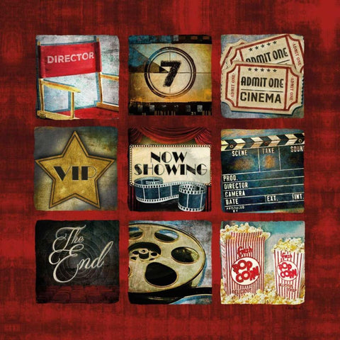 Movie Collage Black Modern Wood Framed Art Print with Double Matting by Mollie B.
