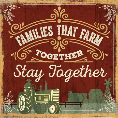 Families that Farm Together Black Ornate Wood Framed Art Print with Double Matting by Mollie B.